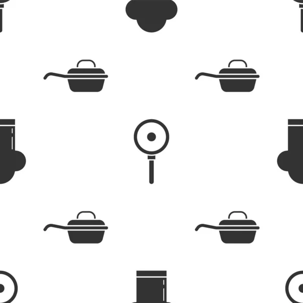 Placez Chapeau Chef Poêle Poêle Sur Motif Sans Couture Vecteur — Image vectorielle