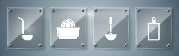 Set Planche Découper Louche Cuisine Presse Agrumes Poche Cuisine Panneaux — Image vectorielle