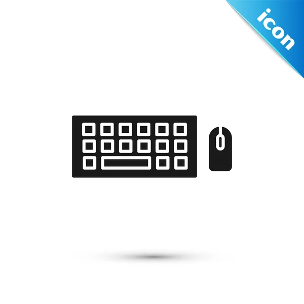 Teclado Cinza Computador Ícone Mouse Isolado Fundo Branco Assinatura Componente — Vetor de Stock