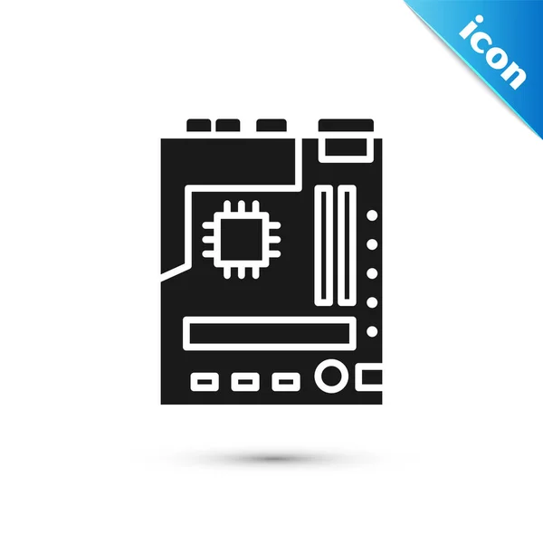 Grey Electronic Computer Components Motherboard Digital Chip Integrated Science Icon — Stock Vector