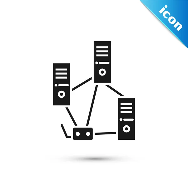 Grijs Computernetwerk Pictogram Geïsoleerd Witte Achtergrond Laptop Netwerk Internetverbinding Vector — Stockvector