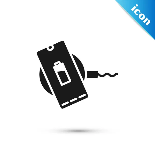Серый Смартфон Зарядки Значок Беспроводного Зарядного Устройства Изолированы Белом Фоне — стоковый вектор