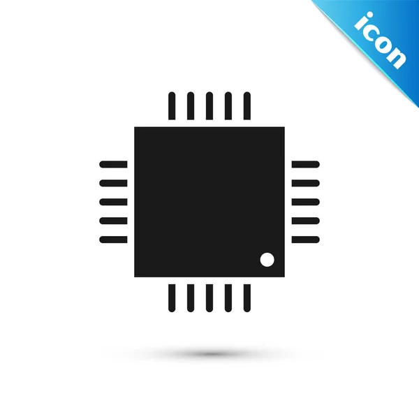 Processador Computador Cinza Com Microcircuitos Ícone Cpu Isolado Fundo Branco — Vetor de Stock