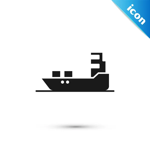 Grey Oil Tanker Ship Icon Isolated White Background Vector Illustration — Stock Vector