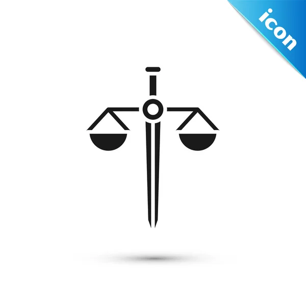 Graustufen Der Justiz Ikone Isoliert Auf Weißem Hintergrund Gerichtssymbol Gleichgewichtszeichen — Stockvektor