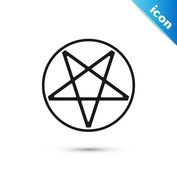 Γκρι Pentagram Μια Εικόνα Κύκλου Που Απομονώνεται Λευκό Φόντο Μαγικό — Διανυσματικό Αρχείο