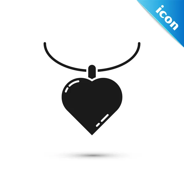 Серый Ожерелье Сердцем Форме Кулон Значок Изолирован Белом Фоне Украшение — стоковый вектор