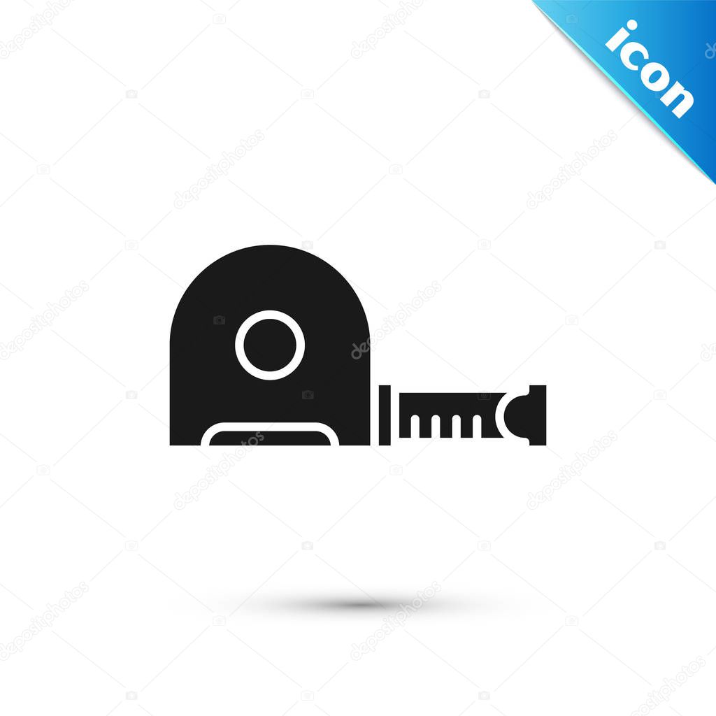 Grey Roulette construction icon isolated on white background. Tape measure symbol. Vector Illustration
