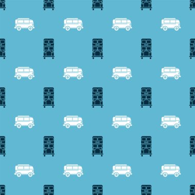 Çift katlı minibüsü ve Retro minivanı kusursuz bir modele ayarlayın. Vektör