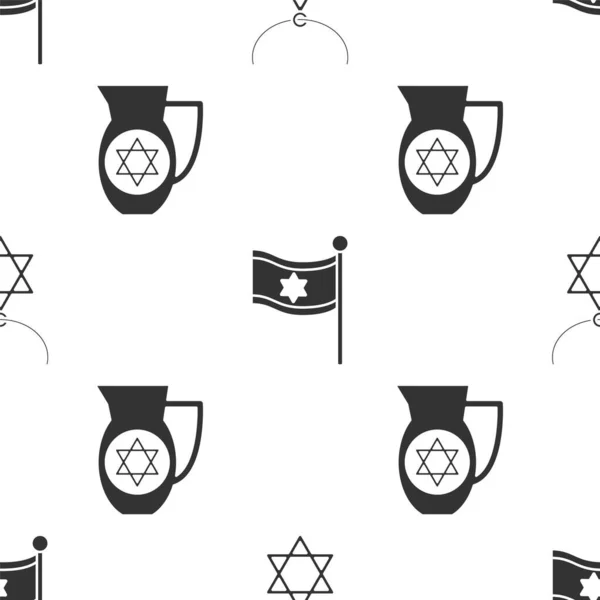 Set Collar Estrella David Cadena Bandera Israel Decantador Con Estrella — Vector de stock