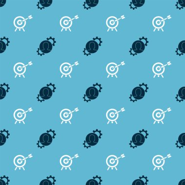 İnsan 'ı teçhizatlı, hedefi oklu ve pürüzsüz desenli ayarla. Vektör