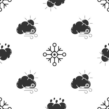 Bulut 'u yağmur ve güneşe, Kar Tanesi ve Rüzgarlı havayı pürüzsüz bir kalıba sokun. Vektör