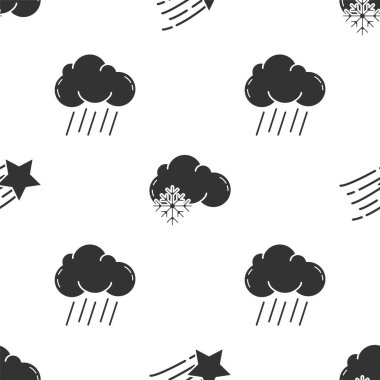 Kayan Yıldız, Karlı Bulut ve Yağmurlu Bulut 'u kusursuz bir şekilde ayarlayın. Vektör