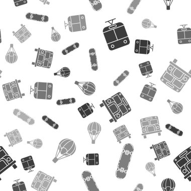 Tramvay ve demiryolu, kaykay, okul otobüsü ve sıcak hava balonunu sorunsuz bir şekilde ayarlayın. Vektör