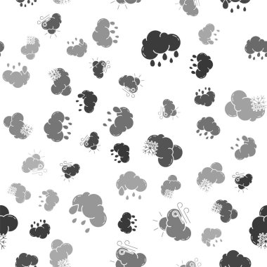 Bulut 'u yağmurla, Rüzgârlı havayla, Bulut' u karla, güneşle ve Bulut 'u da yağmurla donatın. Vektör