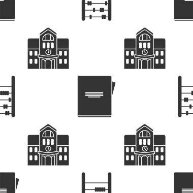 Abaküs, Not Defteri ve Okul Binası 'nı kusursuz bir düzene sokun. Vektör