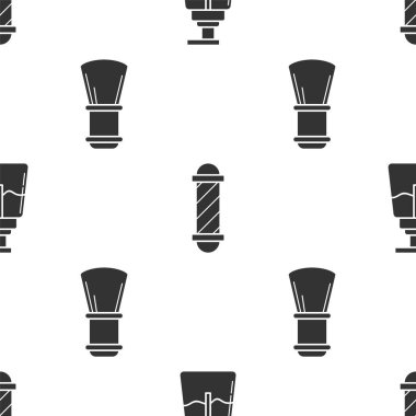 Traş losyonu, klasik berber dükkânı direği ve tıraş fırçası. Vektör