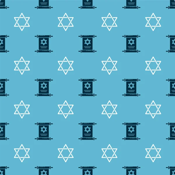 Set Torah Scroll Star David Seamless Pattern Vector — Stock Vector