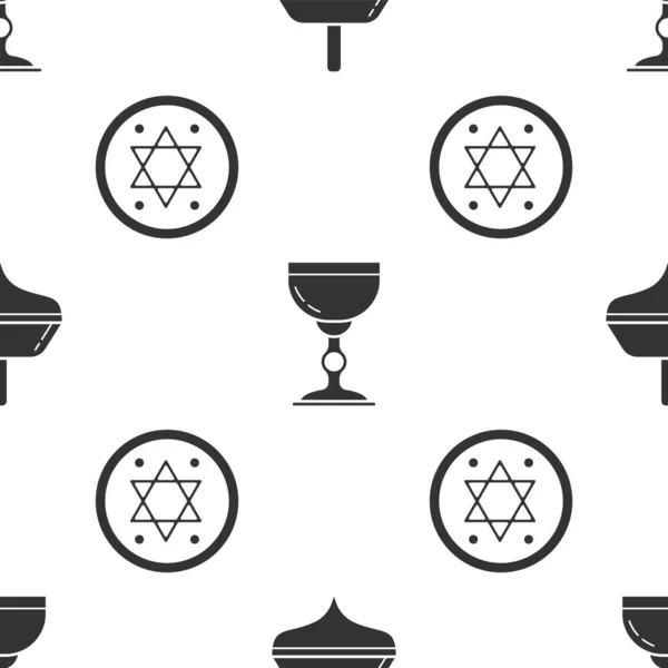 Set Hanukkah Dreidel Goblet Yahudi Dan Koin Yahudi Pada Pola - Stok Vektor