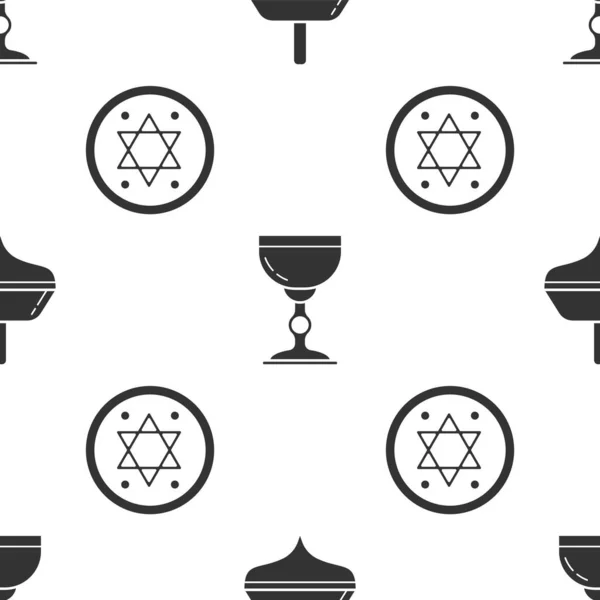 Zet Chanoeka Dreidel Joodse Beker Joodse Munt Naadloos Patroon Vector — Stockvector