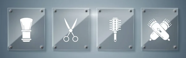 Set Crossed Elektrische Haarschneidemaschine Oder Rasierer Haarbürste Schere Friseur Und — Stockvektor
