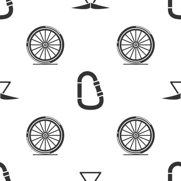 Réglez Deltaplane Mousqueton Roue Vélo Sur Motif Sans Couture Vecteur — Image vectorielle