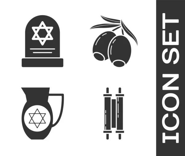 Set Rouleau Torah Tombstone Avec Étoile David Decanter Avec Étoile — Image vectorielle
