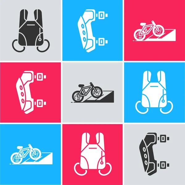 Set Parachute Knee Pads Bicycle Street Ramp Icon Vector — Stock Vector
