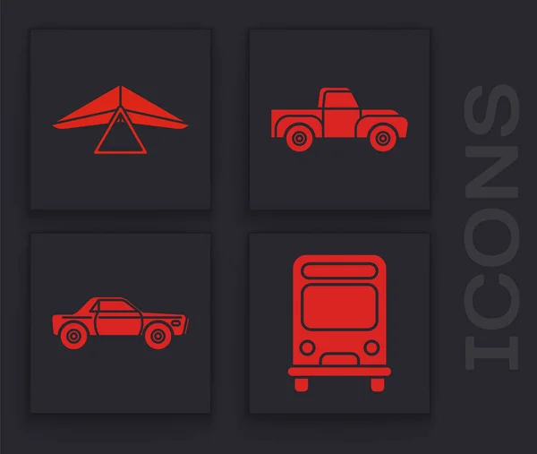 Conjunto Autobús Ala Delta Camioneta Sedán Icono Del Coche Vector — Vector de stock