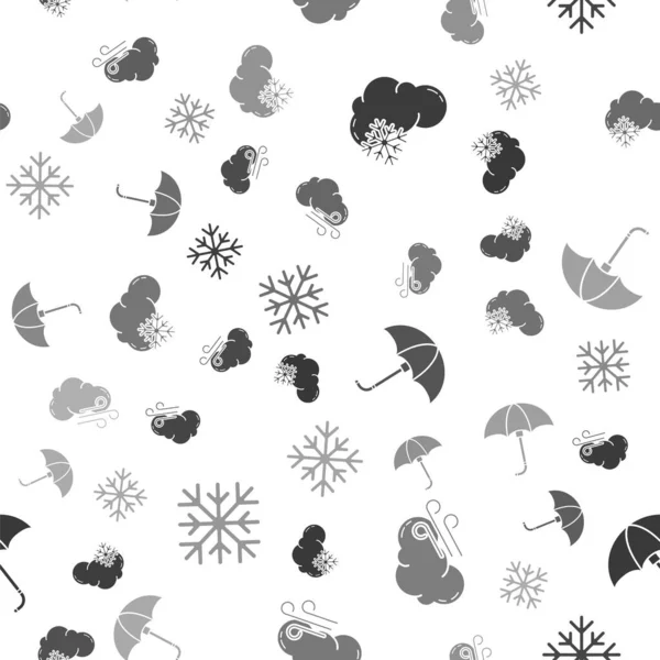 Ensemble Nuage Avec Neige Temps Venteux Classique Élégant Parapluie Ouvert — Image vectorielle