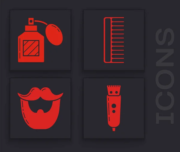 Set Cortador Pelo Eléctrico Afeitadora Aftershave Cepillo Pelo Bigote Barba — Vector de stock