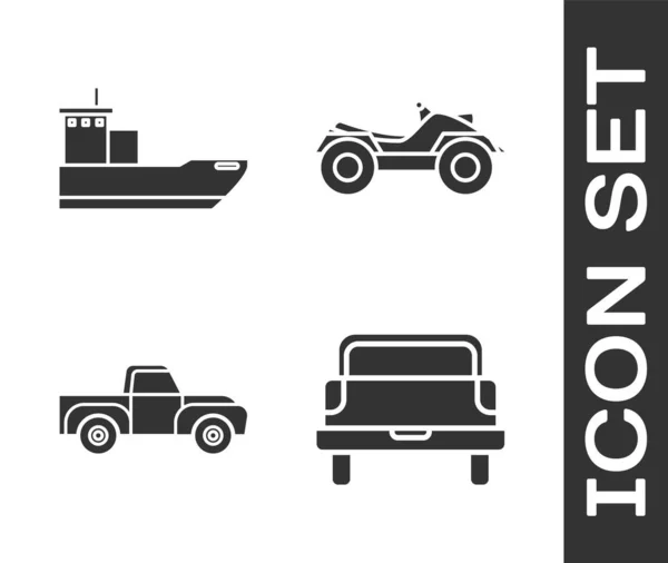 Ställ Pickup Lastbil Lastfartyg Pickup Lastbil Och All Terrain Vehicle — Stock vektor