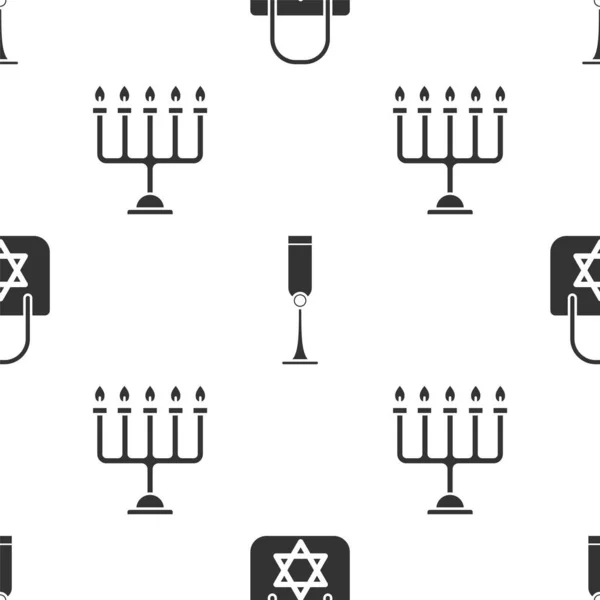 Set Tas Belanja Dengan Bintang David Cawan Yahudi Dan Hanukkah - Stok Vektor
