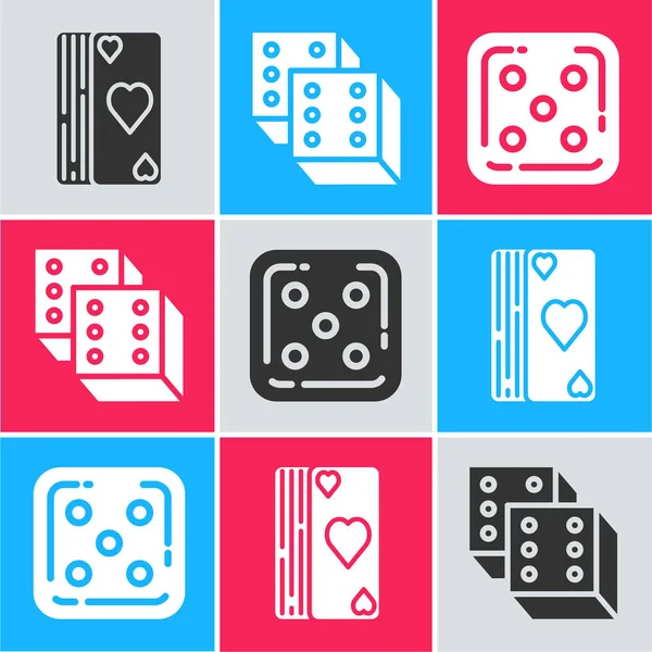 Set Deck Playing Cards Game Dice Game Dice Icon Вектор — стоковый вектор