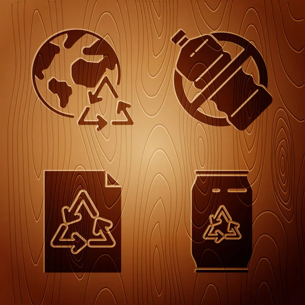 Set Can Avec Symbole Recyclage Peut Planète Terre Recyclage Papier — Image vectorielle