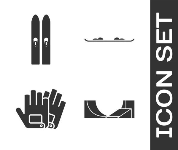 Set Skate Park Ski Sticks Handschoenen Snowboard Icoon Vector — Stockvector