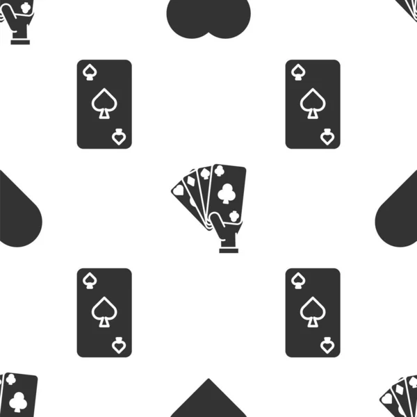 Juego Cartas Con Símbolo Del Corazón Mano Sosteniendo Cartas Jugando — Vector de stock