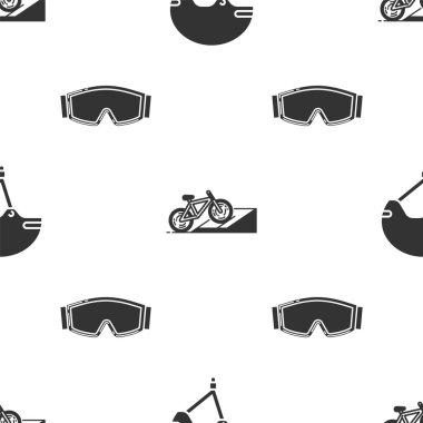 Kaskı, bisikleti sokak rampasında, kayak gözlüklerini de pürüzsüz bir şekilde ayarla. Vektör