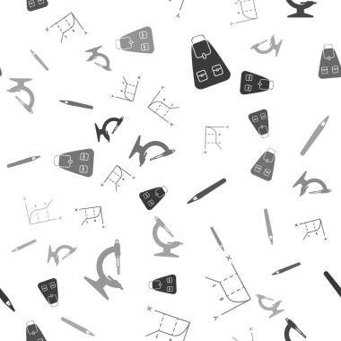 Okul sırt çantası, pasta grafiği bilgisi, kalem ve mikroskop kusursuz desen. Vektör