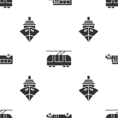 Okul otobüsünü, tramvayı, demiryolunu ve kargo gemisini sorunsuz bir şekilde ayarlayın. Vektör