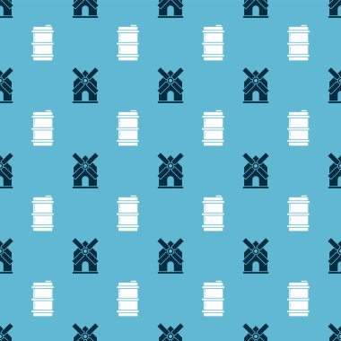 Yel değirmeni ve metal bira fıçısını kusursuz desene ayarlayın. Vektör
