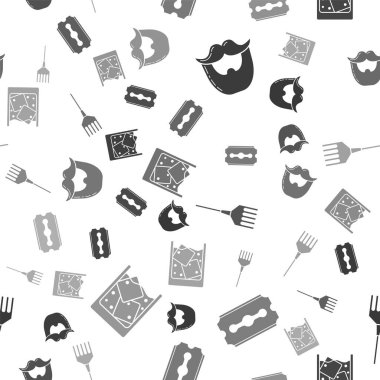 Bıyık ve sakal, jilet, saç fırçası ve bir bardak viski ve buzu pürüzsüz kalıba sokun. Vektör