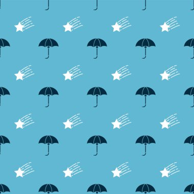 Klasik, zarif, açık şemsiye ve kayan yıldızı kusursuz desene ayarlayın. Vektör