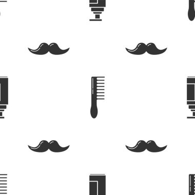 Krem ya da losyon kozmetik tüpünü, saç fırçasını ve bıyığı pürüzsüz desene göre ayarla. Vektör