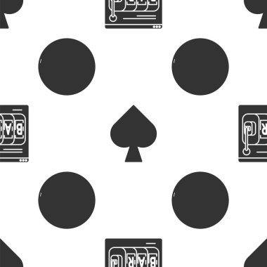 Çevrimiçi slot makinesini ayarla, maça sembollü kart oyna ve kumarhane ruletini pürüzsüz desenli yap. Vektör