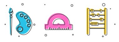 Palet ile boya fırçasını, ölçüm dereceleri ve Abaküs simgesi için açıölçer ızgarasını ayarla. Vektör