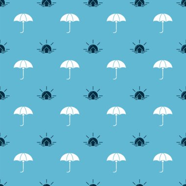 Gün Doğumu ve Klasik Zarif Şemsiyeyi Kusursuz Şablona Ayarlayın. Vektör