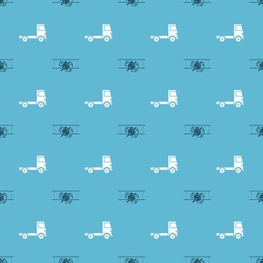 Eski antika bir uçak ve kargo kamyonu aracını pürüzsüz bir kalıba sokun. Vektör