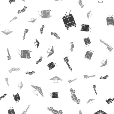 Trolleybus 'u, Sedan' ı, Formula yarış arabasını ve Hang Plander 'ı kusursuz şekilde ayarlayın. Vektör