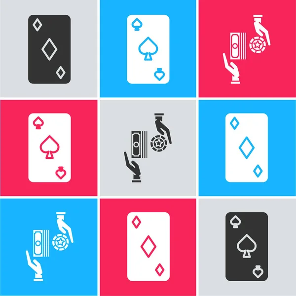 Set Jouer Carte Avec Des Diamants Symbole Jouer Carte Avec — Image vectorielle